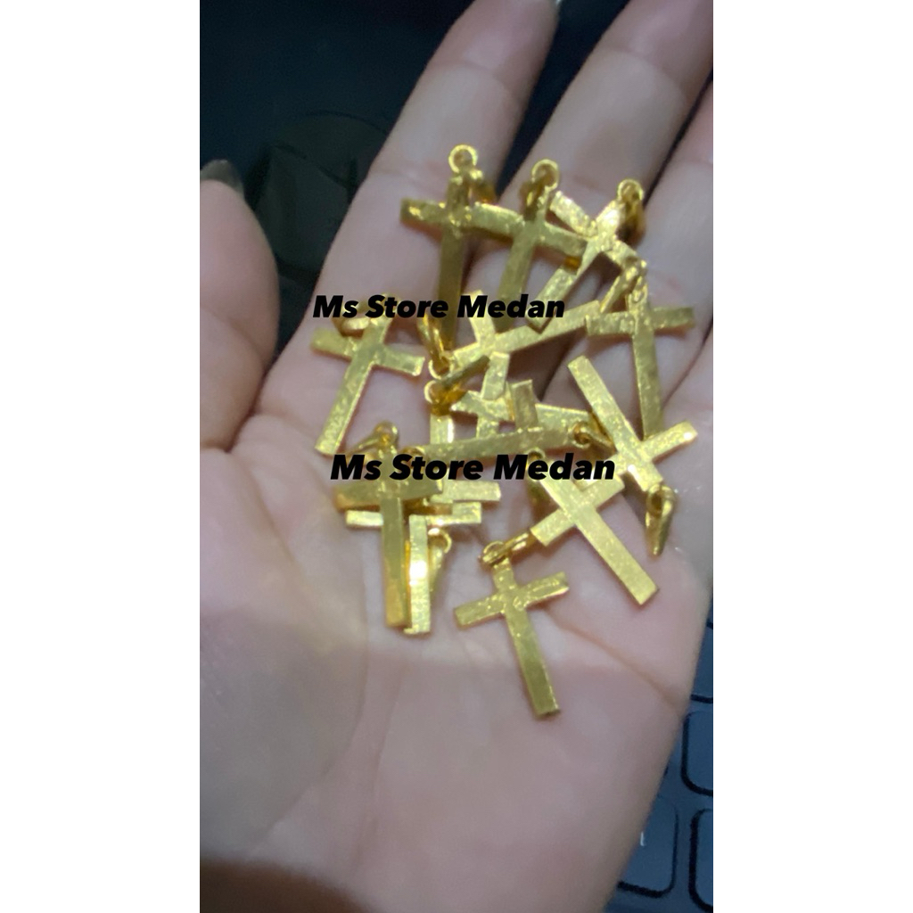 Liontin salib replika emas London cantik super mewah