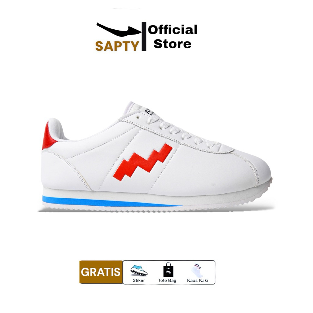 Sapty Birt of light Original White Red Sneakers Casual Bahan Sintetis Sepatu Pria Wanita  Sepatu Sne
