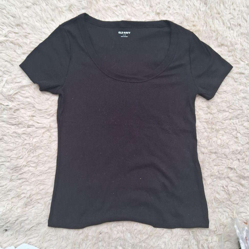 kaos pendek old navy original new hitam black rib shirt kaos dalam cewek cowok unisex