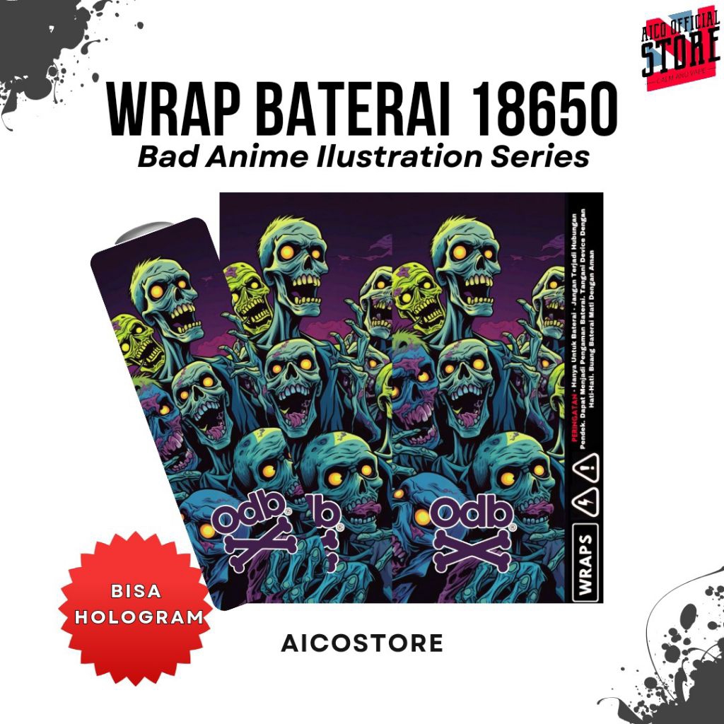 

FAMSTORE -Pelindung Baterai - Stikerskin Wrap Baterai 18650 Motif Bad Ilustrasi Anti Gores Dan Anti Air