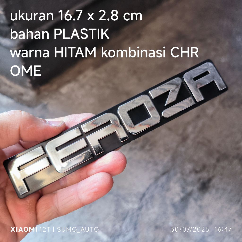 satu biji emblem tulisan FEROZA untuk daihatsu feroza fender atau belakang