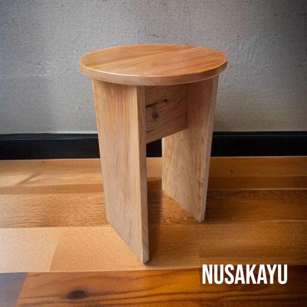Stool kayu estetik top bulat
