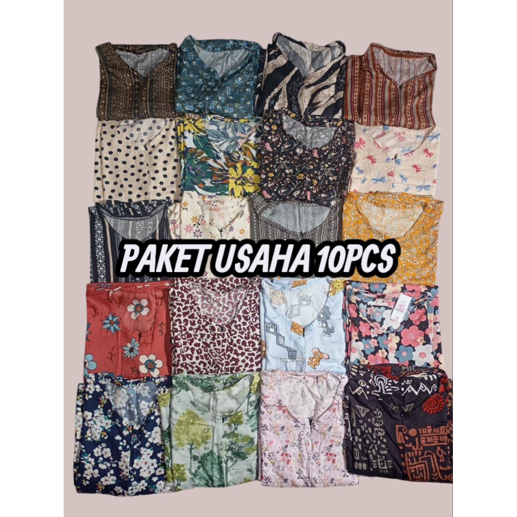 Paket Usaha 10pcs Daster Zipper rayon premium Daster busui resleting Daster pendek rayon