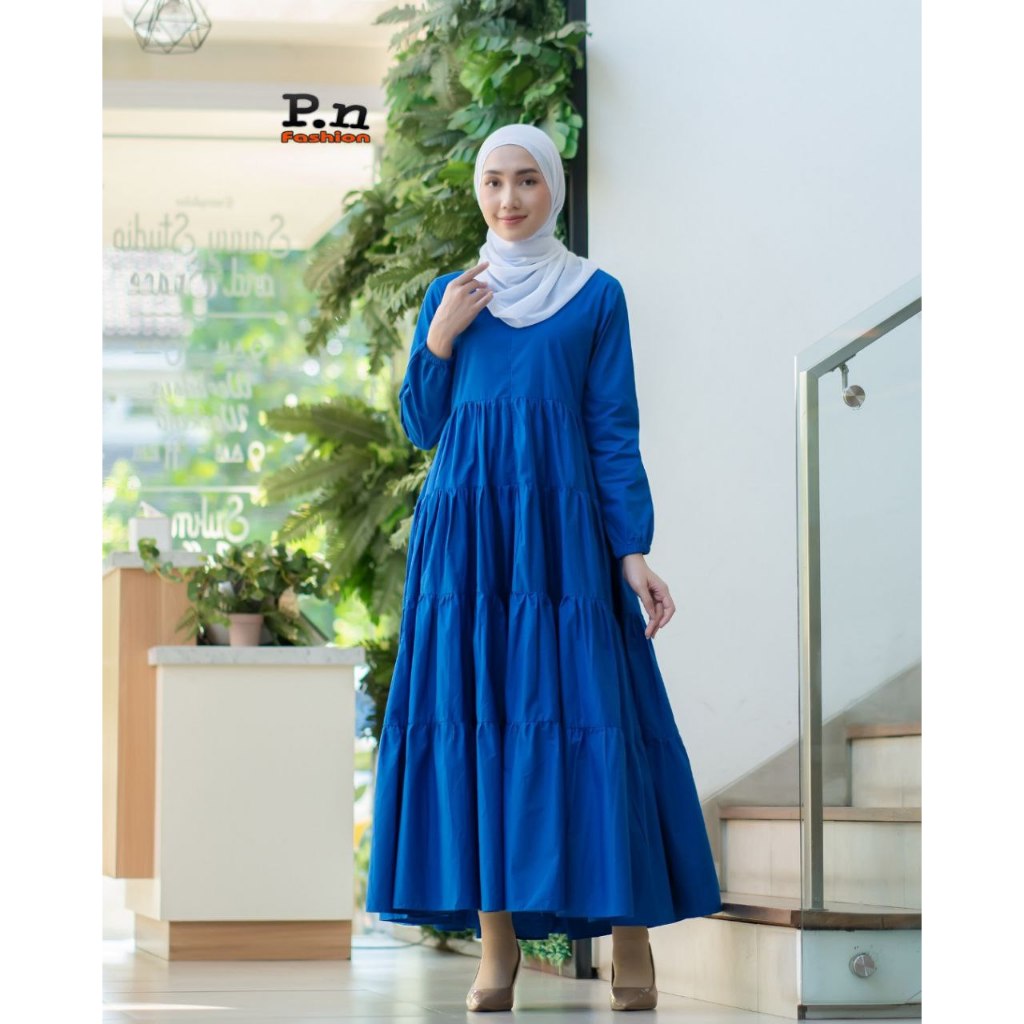 Dress wanita, fashion muslim, dress wanita, hijab dress, muslim wanita, dress busui, gamis biru, gam