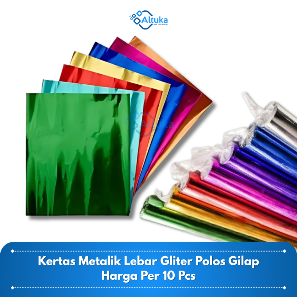 

(10 pcs) Kertas Metalik Kertas kado Gliter Polos Gilap
