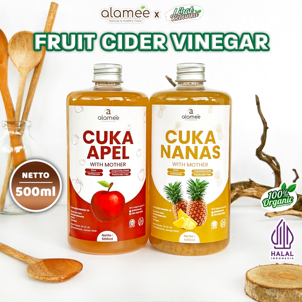 

ALAMEE Cuka Apel Nanas Original Vinegar With Mother Organik Pine Apple Cider Vinegar 500ml LIHAT KEBUNKU