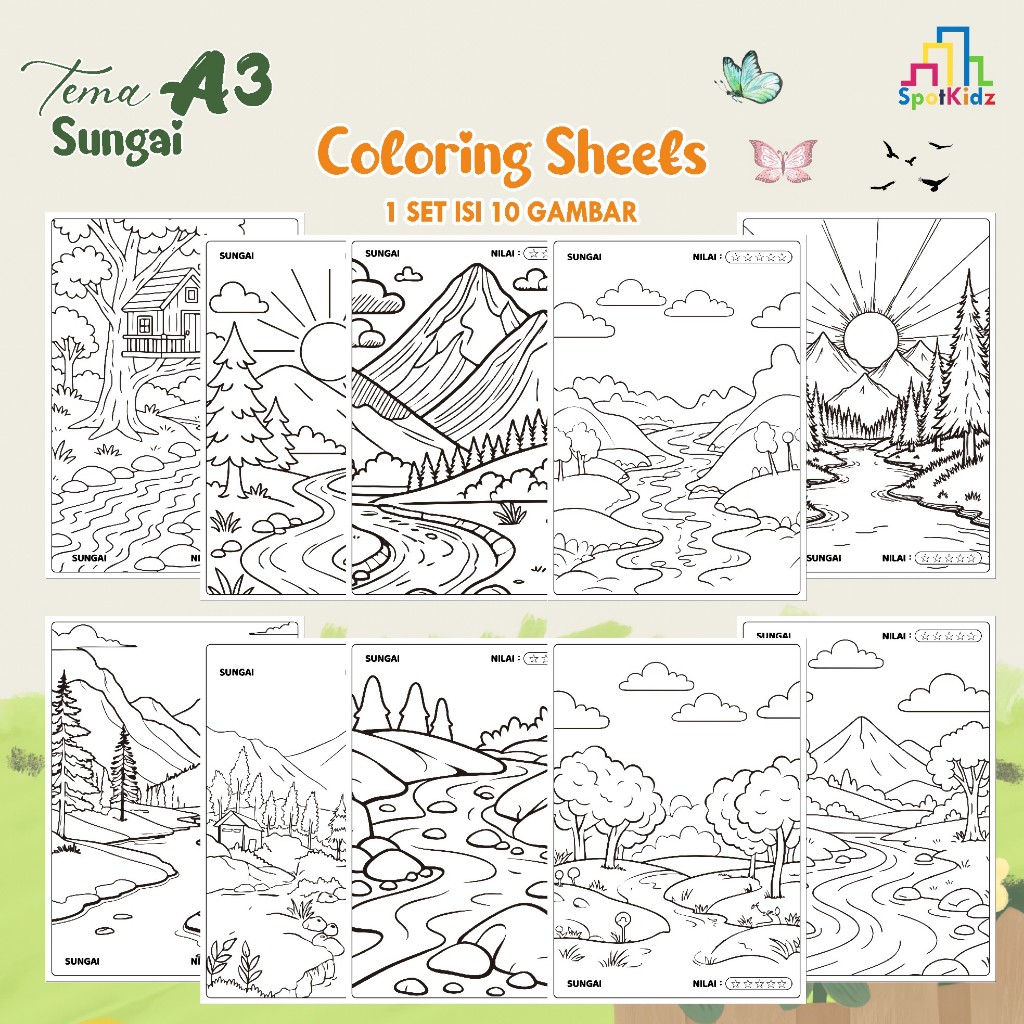 

KERTAS GAMBAR MEWARNAI TEMA SUNGAI A3 ISI 10 LEMBAR - COLORING SHEET FOR KIDS READY STOCK