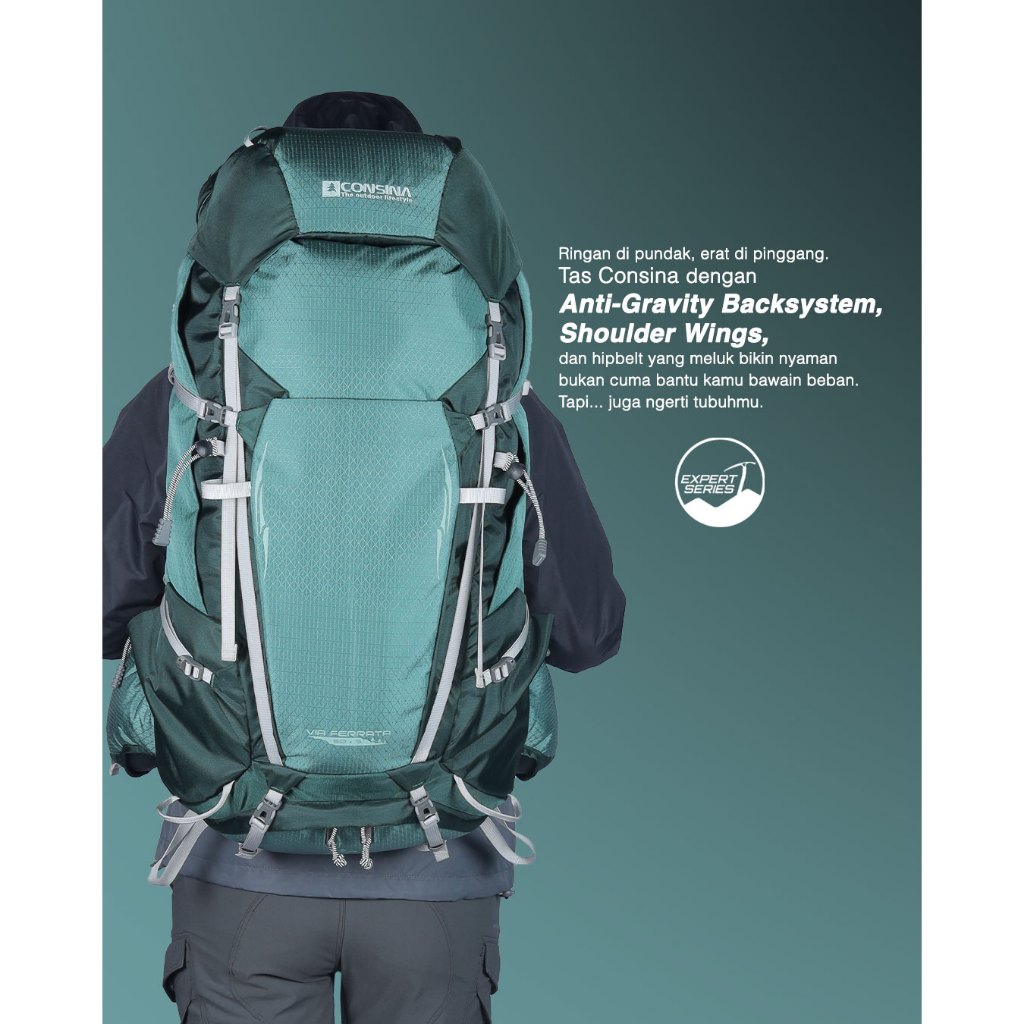 Consina Via Ferrata  Expert Series Ransel Gunung 50+5L | Carrier Outdoor Hiking Trekking