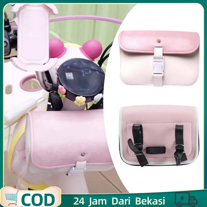 Tas Gantung Serbaguna Merah Muda Tas Penyimpanan Depan Universal Tas Motor Depan