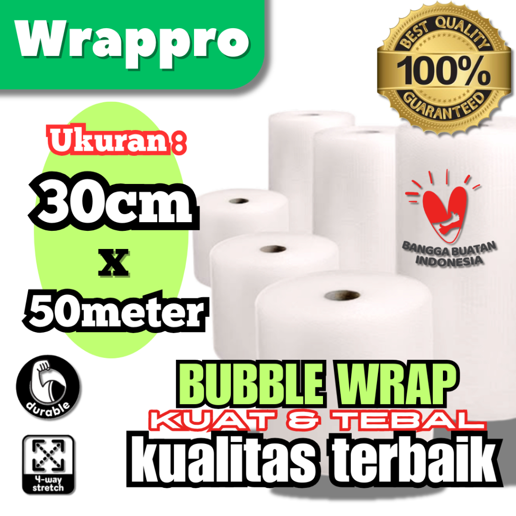 

Plastik Packing Bubble Wrap 30cmx50m / Bubble Wrapp Roll