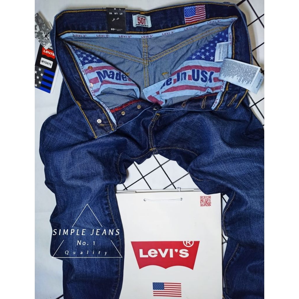 Celana Jeans Panjang Pria Blue Dark Mens Straight Model Type Reguler Standar