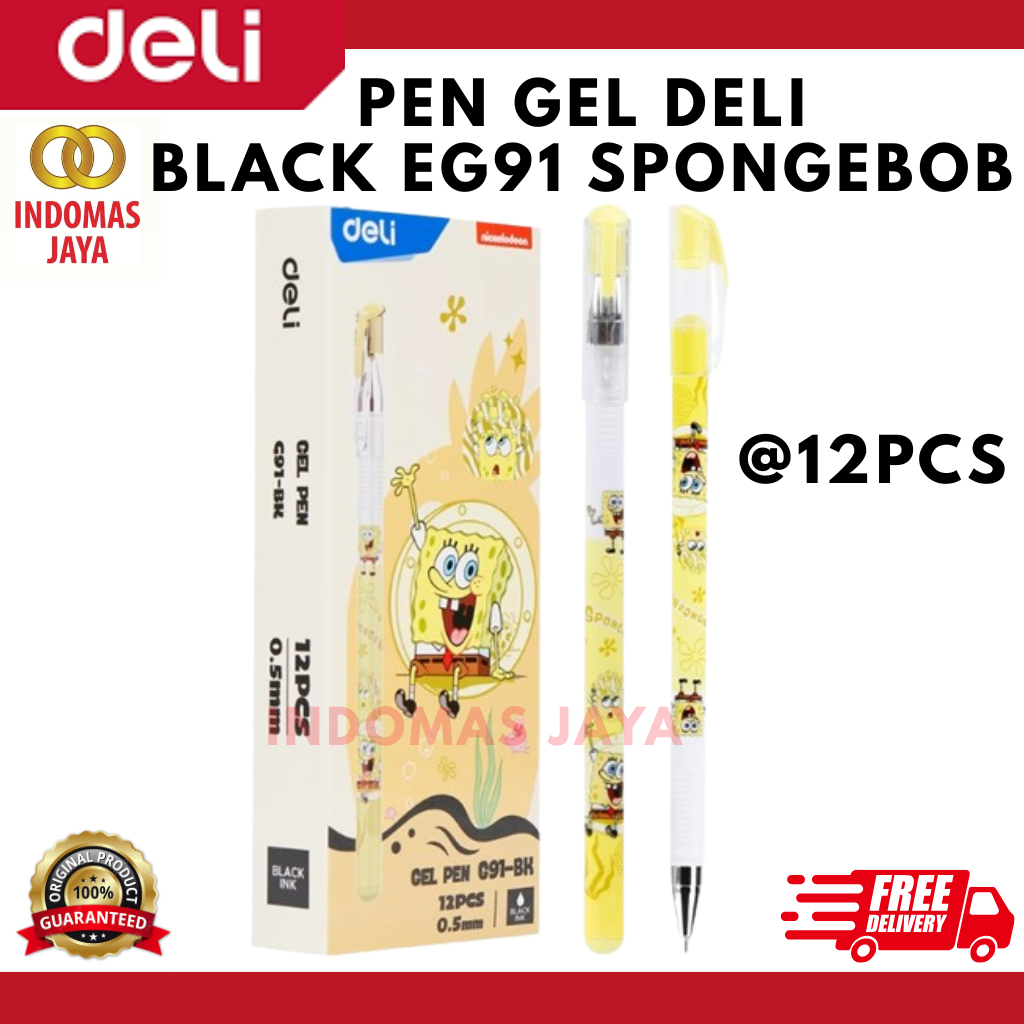 

Deli Pulpen Gel / Gel Pen 0.5MM Tip Spongebob Special Edition EG91 Black (HARGA PER KOTAK)