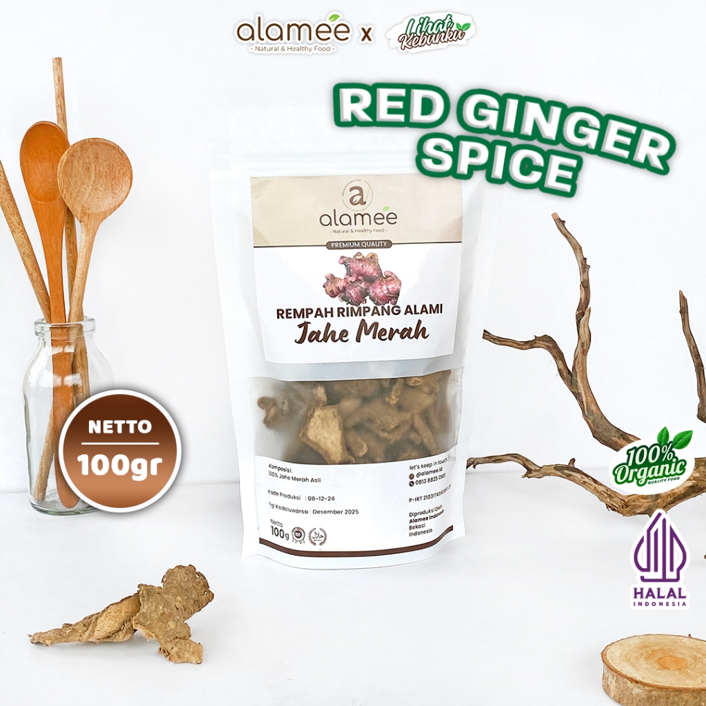 

ALAMEE Jahe Merah Kering Iris Dried Ginger Rempah Rimpang Organik Alami Bumbu Masakan Masak 100 LIHAT KEBUNKU