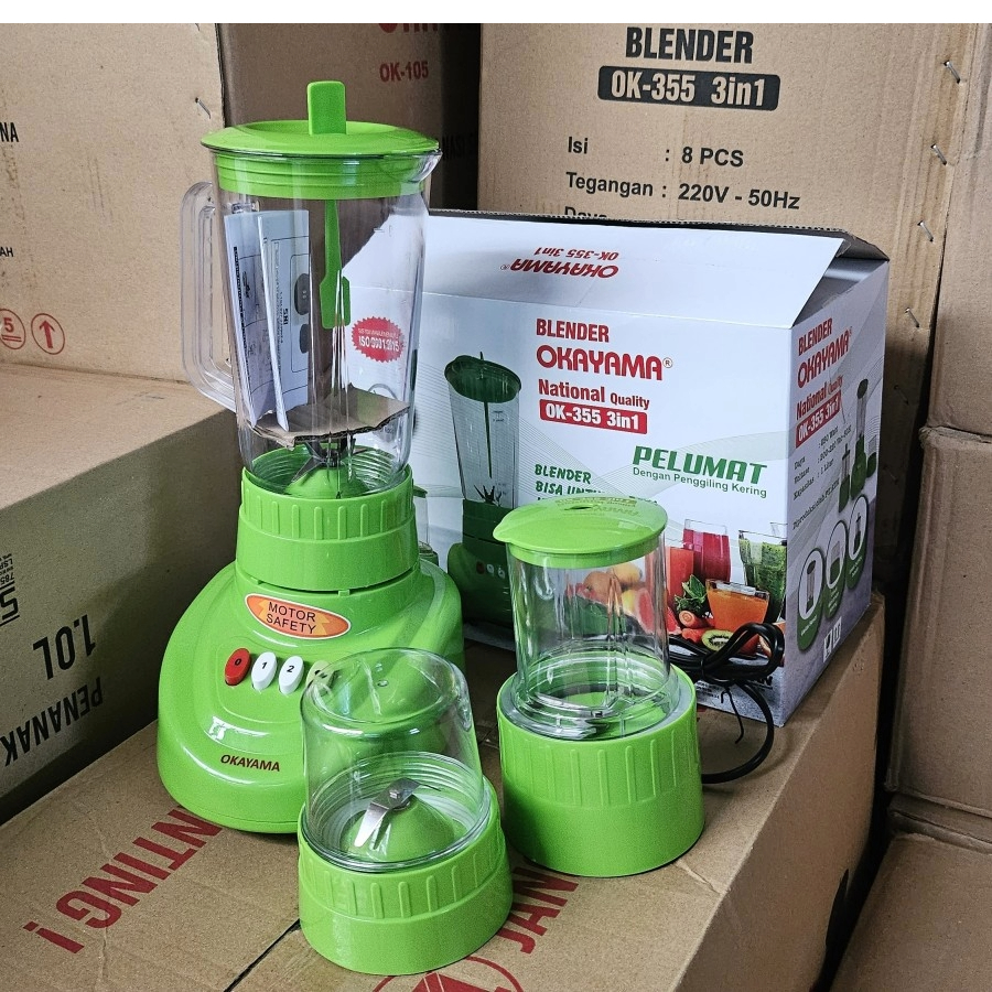 Okayama Blender 3 In 1 Pelumat Dengan Penggiling Kering 1 Liter 355 / Blender Okayama
