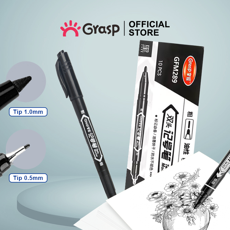 

GRASP Set Bundle Spidol Permanen Marker Spidol Penanda Dual Tip Artline Tahan Air SP002