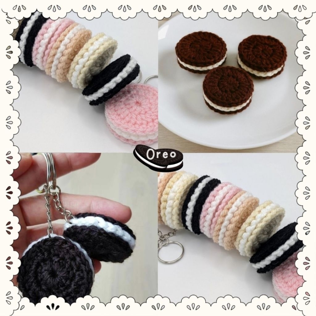 ganci oreo biskuit rajut/gantungan kunci oreo biskuit rajut/ganci oreo biskuit crochet
