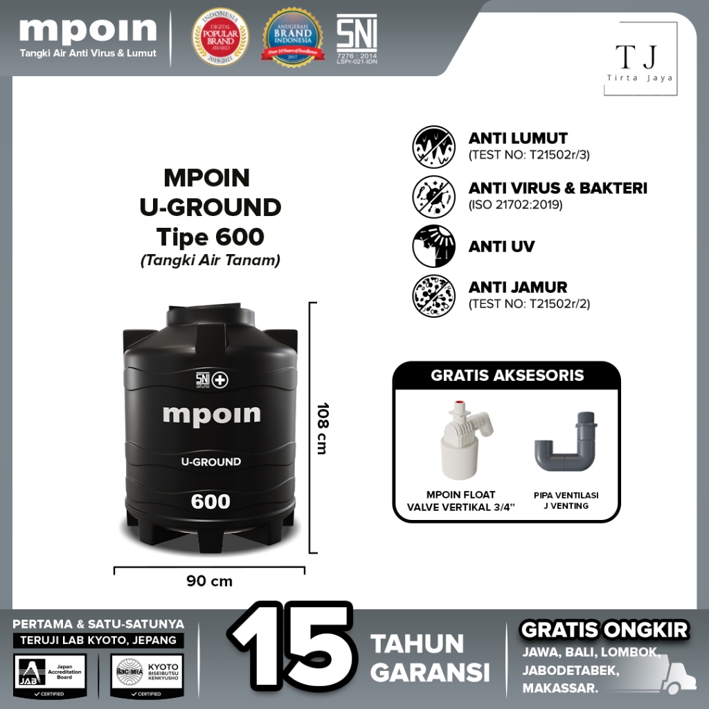 Tandon Air MPOIN U Ground 600 500 Liter Toren Air Tangki Air Pendam
