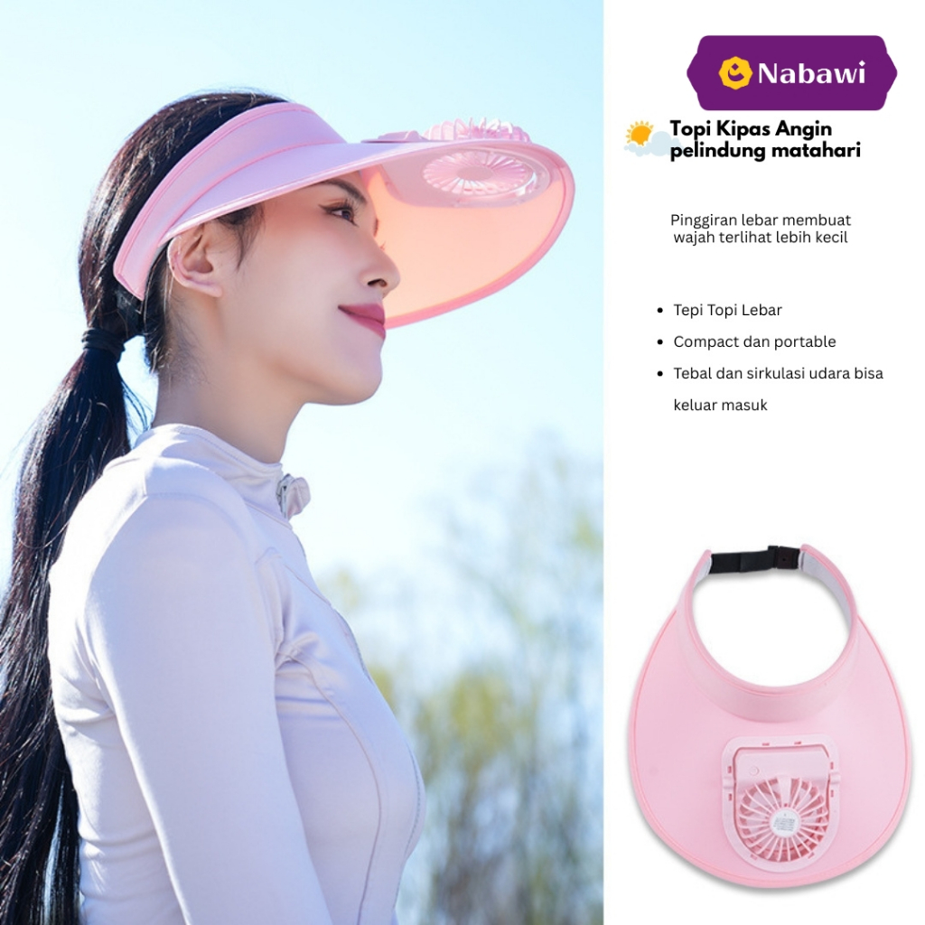 Topi Kipas Angin USB Portable Mini Fan Hat Topi Anti Panas Traveling Perlengkapan Haji Umroh