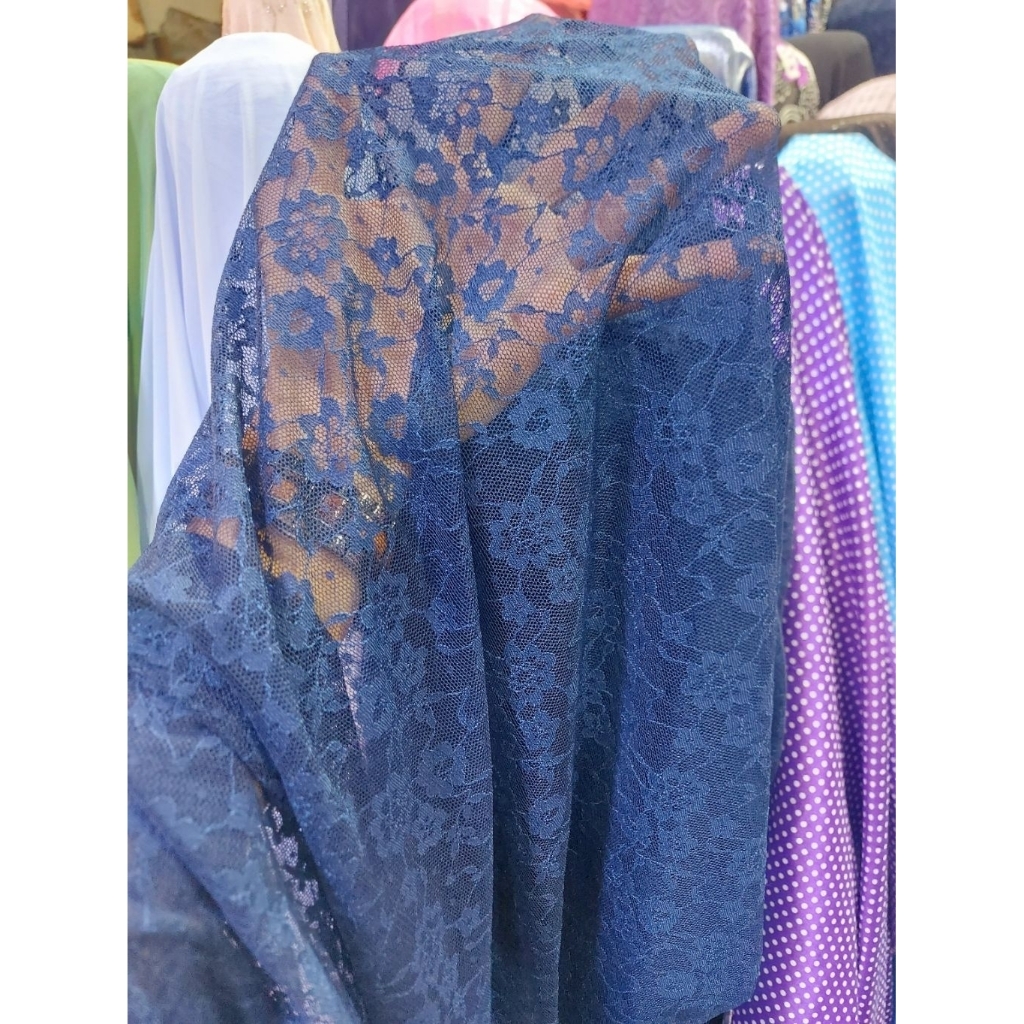 kain brokat premium  - kain brokat kebaya  - kain brokat luxury  - kain brokat stretch ( navy )