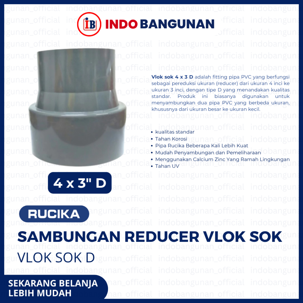 Reducer Sok / Vlok Sok 4" x 3" PVC Rucika D - Increaser