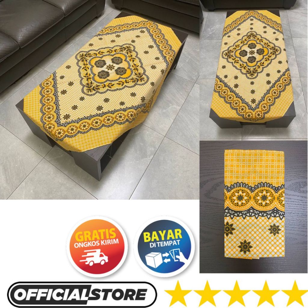 Taplak Meja Ruang Tamu Kain Batik Persegi Panjang Kotak Terbaru Ukuran 110 x 105 Bahan Poliester Hal
