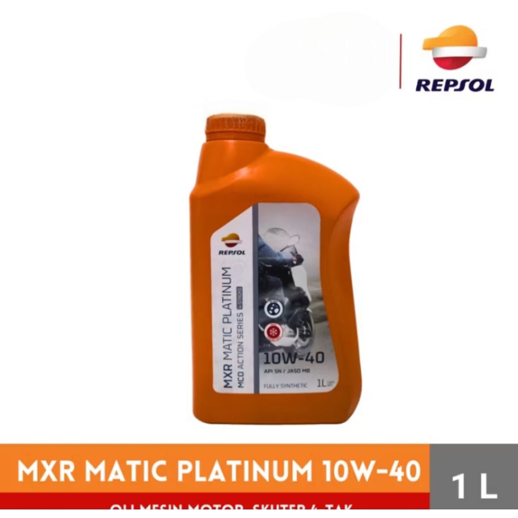 (PLATINUM) OLI REPSOL MXR MATIC PLATINUM 10W-40 (1L) OLI MESIN MATIC /SKUTER - ORIGINAL REPSOL PLATI