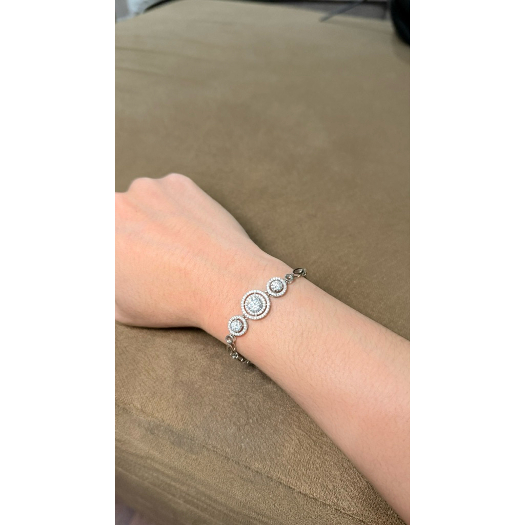 Gelang Moissanite Perhiasaan Silver 925 Lapis Emas 18k Preloved