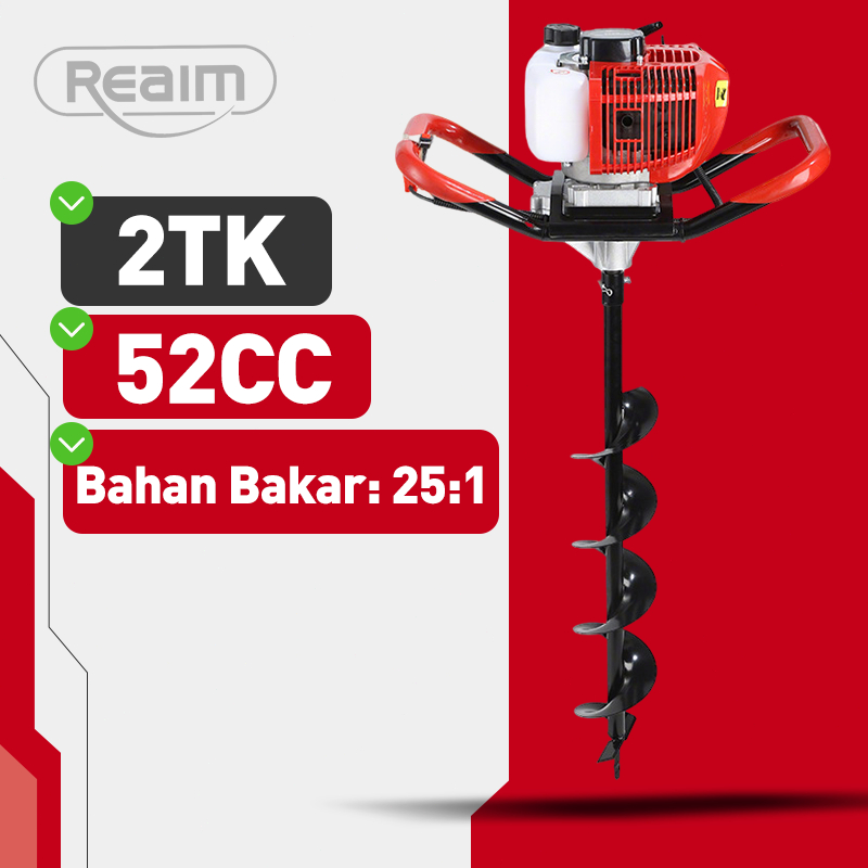 Reaim Mesin Bor Gali Tanah 52 CC Earth Auger Drill Earth Auger Alat Penggali Lubang Tanah Engine Dri