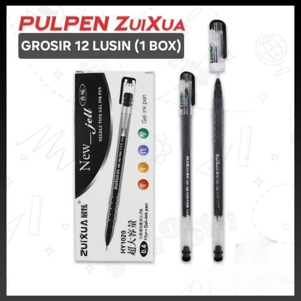 

[12 LUSIN] Bolpoin Apel Pen Gel Zuixua New Jell 0.4 mm HY1020