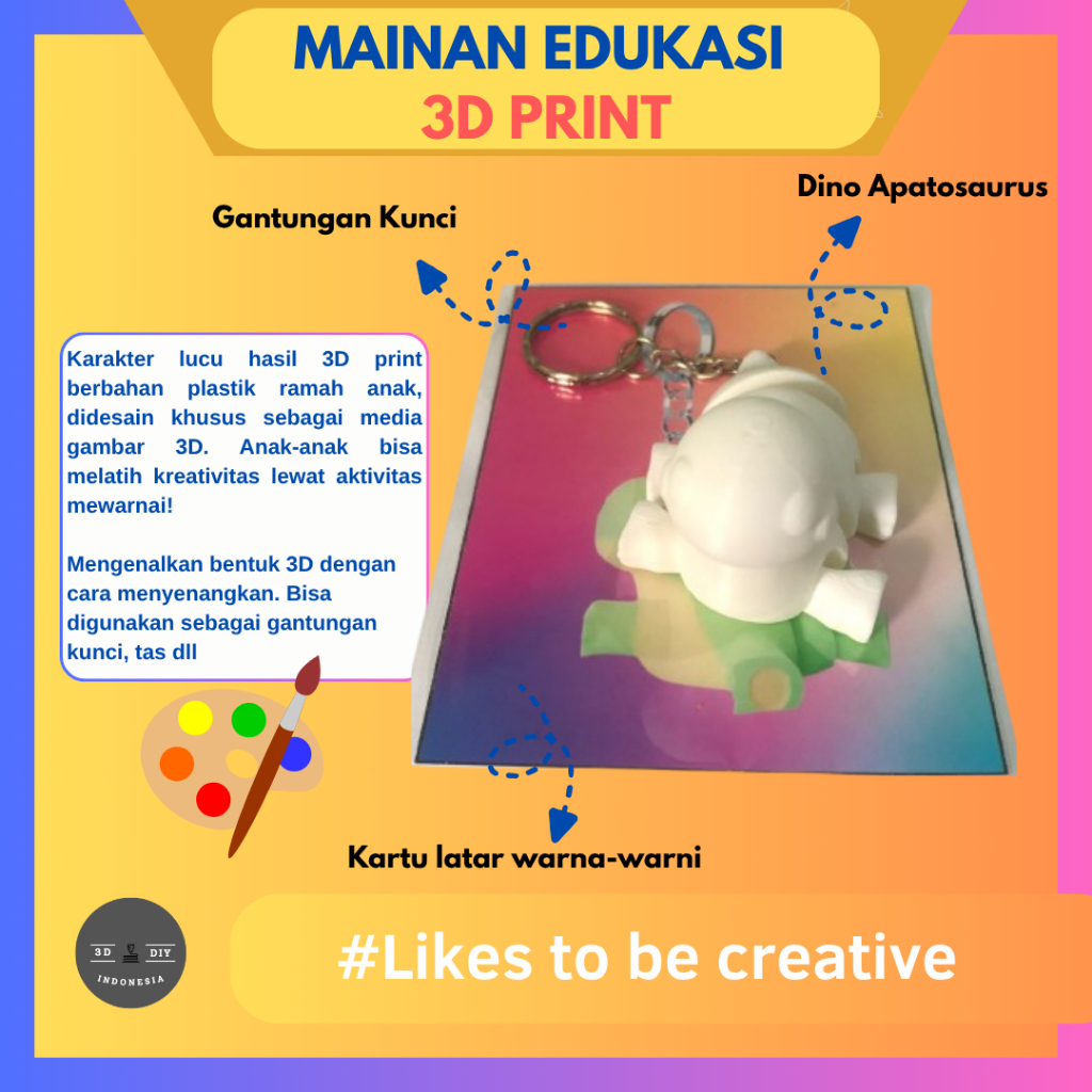 Print & Paint – Mainan 3D Lucu untuk Anak Kreatif (Dino Apatosaurus)