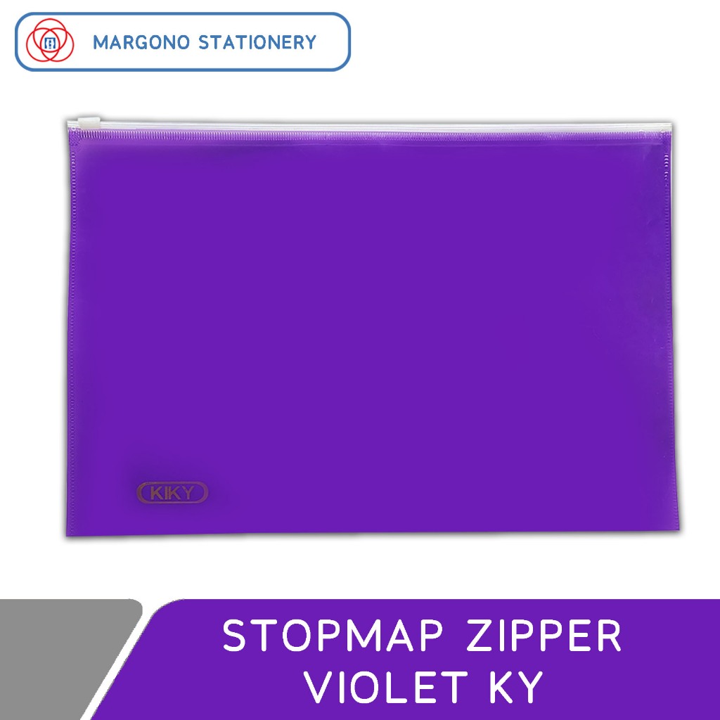 

KY Stopmap Plastik Zipper Pocket Violet Ukuran Folio / F4