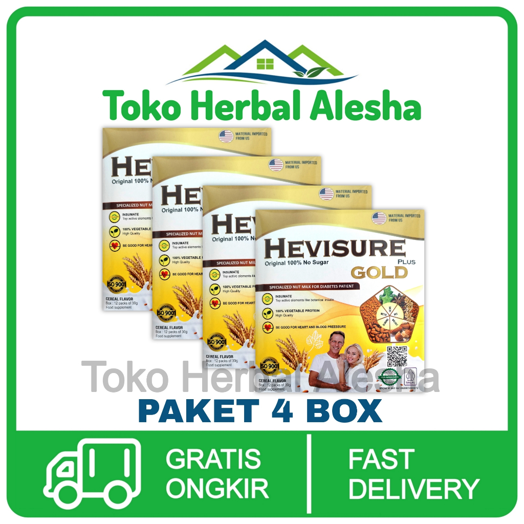 

4 Box Hevisure Gold Plus Susu Obat Diabetes & Kencing Manis Insulin Pankreas Bekas Luka Menahun Original Asli