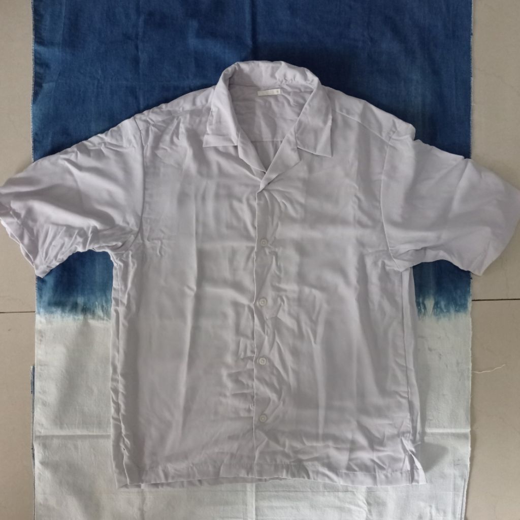 Kemeja Uniqlo Lengan Pendek Open Collar (Global Uni-ql0 Open Collar Short Sleeve) Coklat/Coksu/Grey/