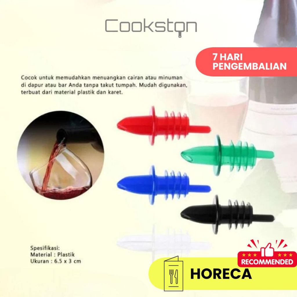 COOKSTON Pourer Liquor 6pcs  - Purer Pourer Plastik Bar Utensil Tutup Botol Bartender hr