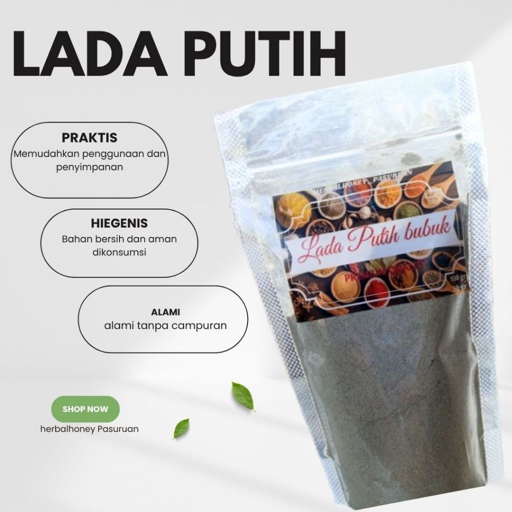 

Lada putih/merica bubuk murni 100%