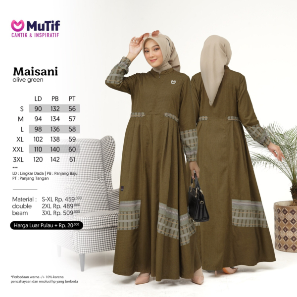 MUTIF MAISANI (Ruby Red, Brown Coin, Brown Java) Gamis Katun ORI MUTIF