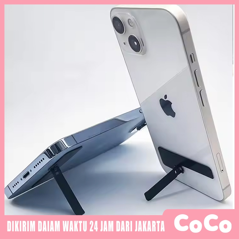 Tipis Banget STAND Stainless METAL HOLDER HP Ultra-Slim Phone Stand Self-Adhesive Folding Slim Bar S