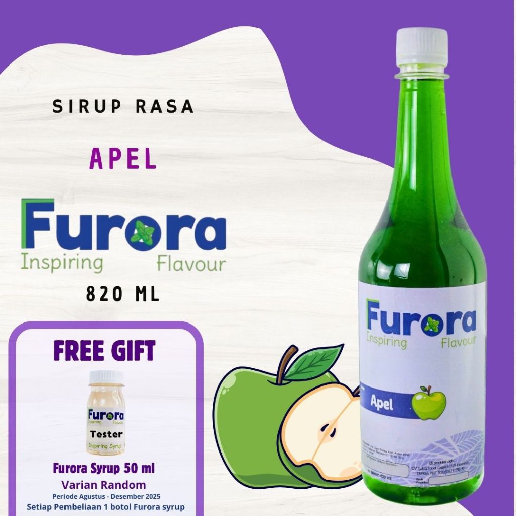 

Sirup Apel 820 ml - Furora Syrup l Sirup Cafe l Apple Syrup