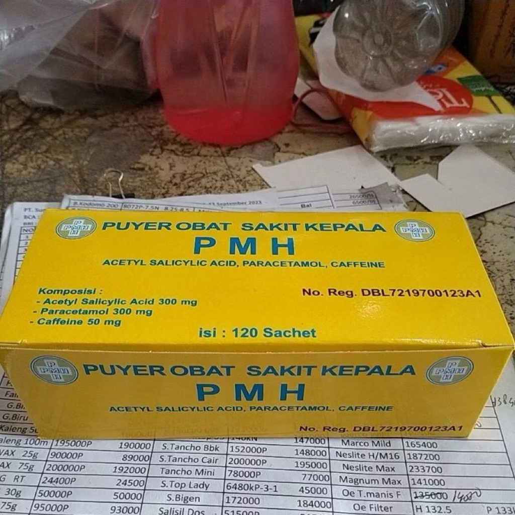 (1 BOX) Puyer Obat Sakit Kepala PMH / obat puyer pereda nyeri gigi kepala pusing meriang