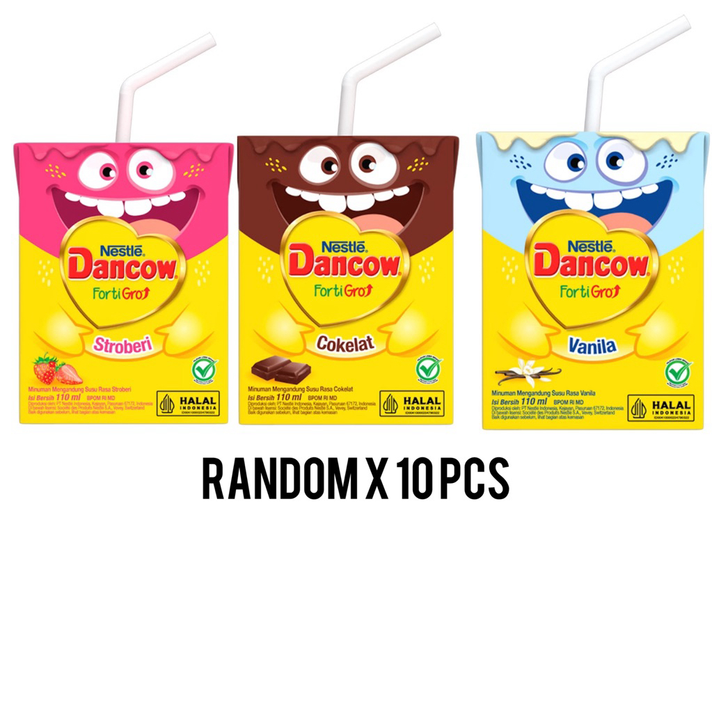 

10 pcs Dancow UHT FortiGro susu UHT Cokelat atau vanila 110 ml