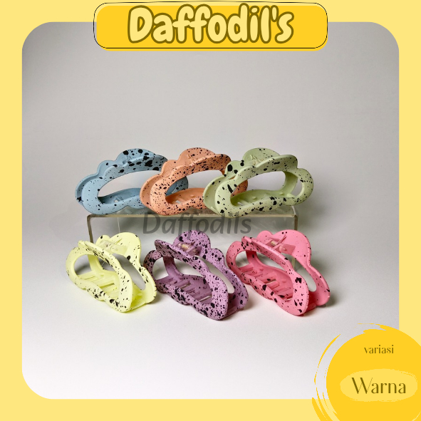 Daffodil Jedai Oval 11 Cm - Jedai Oval Motif Bintik - Jepit Rambut Pita - Jedai Pita Korea