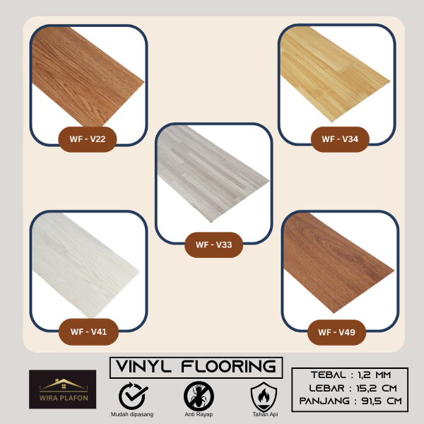Wira Plafon PVC - Lantai Vinyl - Vinyl Flooring PVC - SPC - Stiker Lantai - Wira Plafon PVC