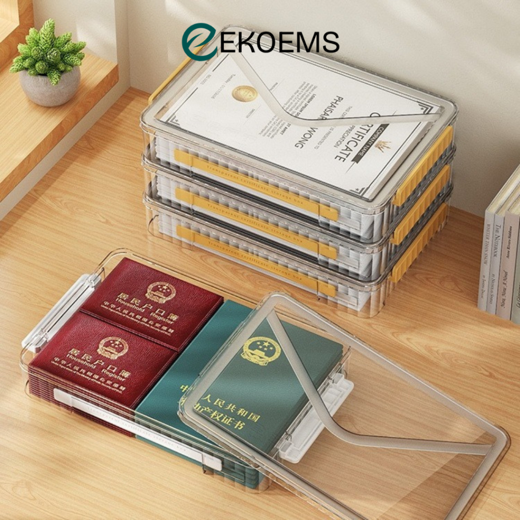 

EKOEMS Kotak Penyimpanan Kertas dan Map File Organizer Transparent Paper Box Storage Clear