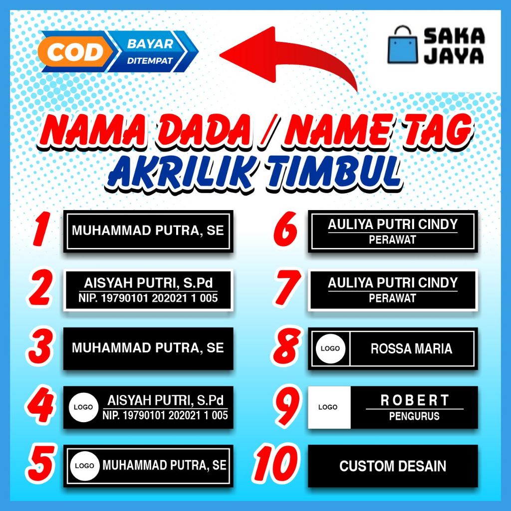 

Nama Dada Name Tag Magnet Peniti Timbul Dinas Sekolah Kantor Perusahaan Bisa Custom