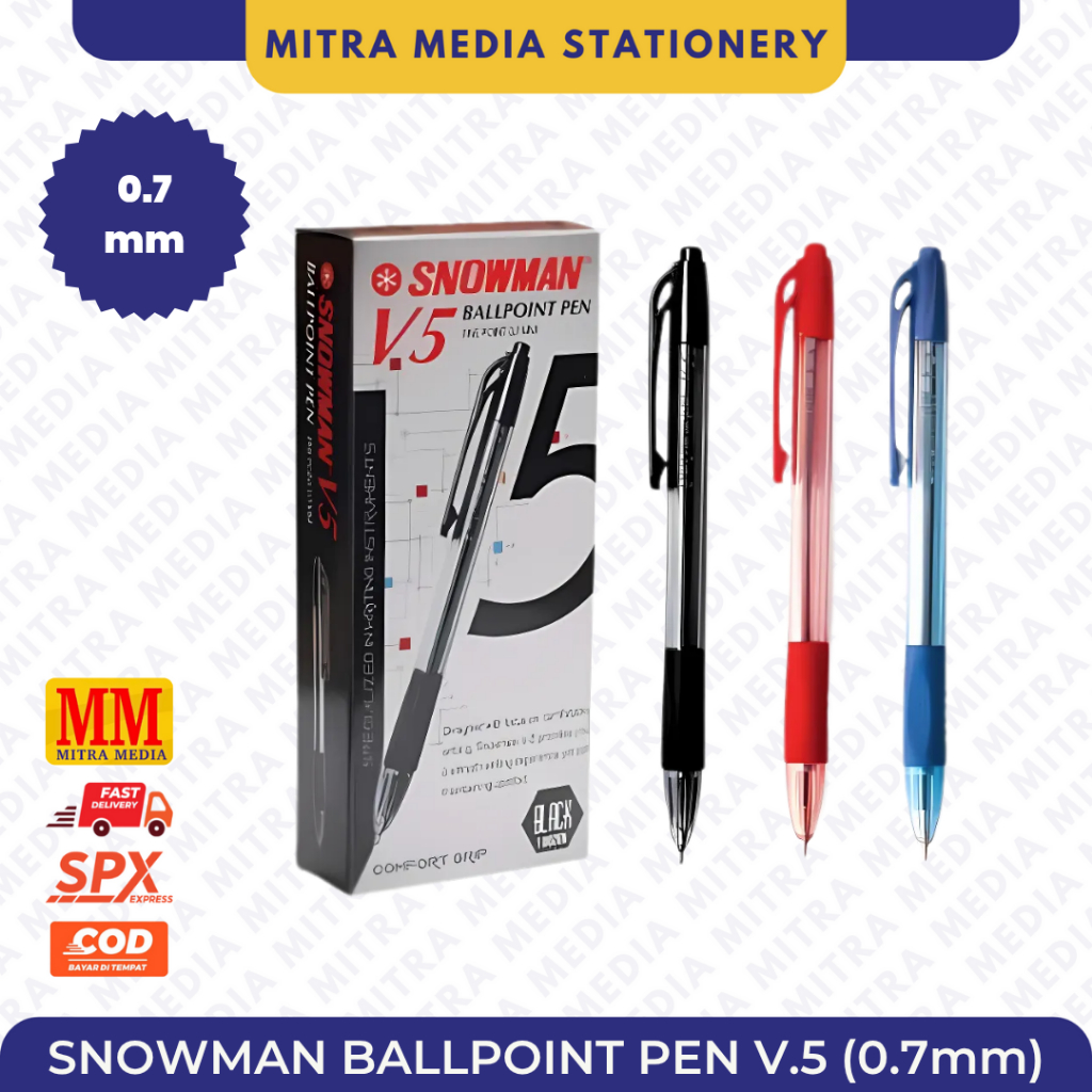 

(PCS) Ballpoint / Pulpen / Pena Snowman V-5 V5 0.7mm / Snowmen Pulpen
