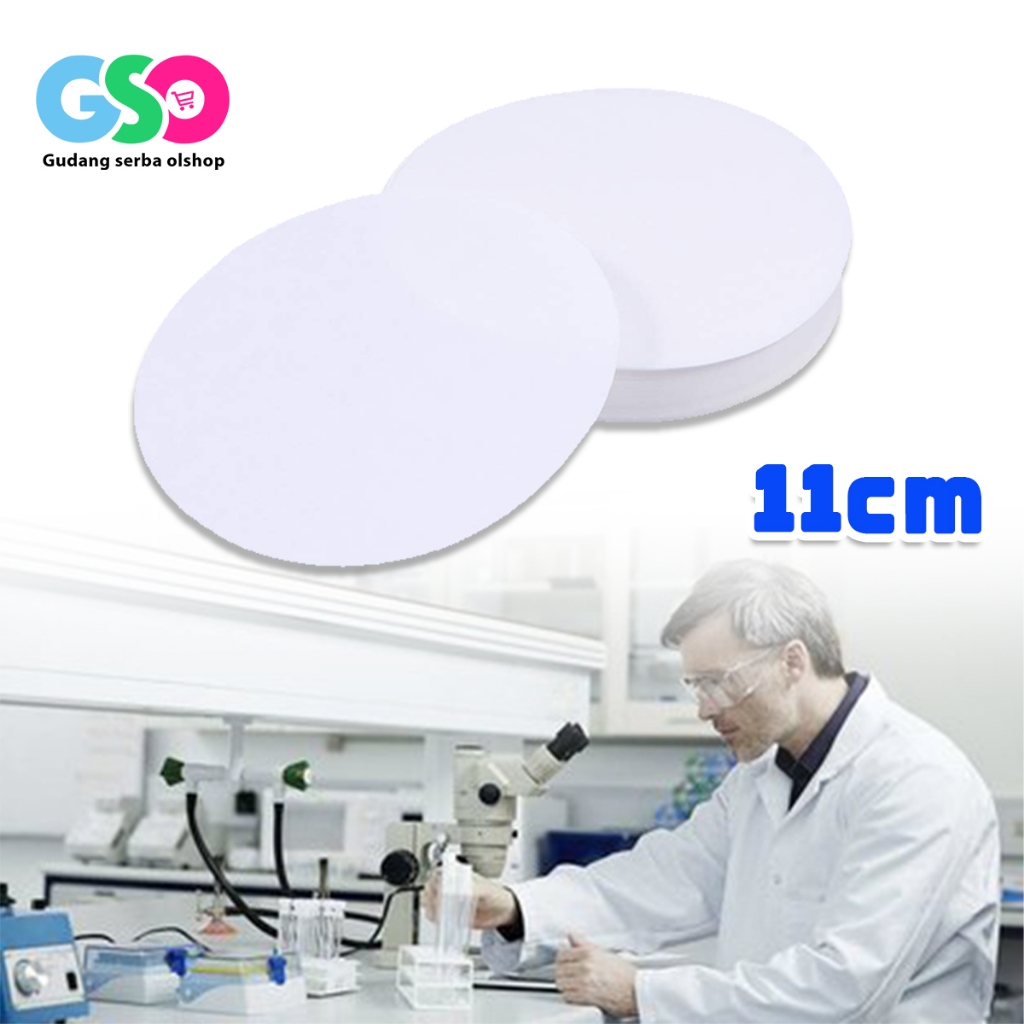 100pcs Kertas Saring Bulat Laboratorium Ukuran 11cm Untuk Filter Kimia Biologi Kertas Filter