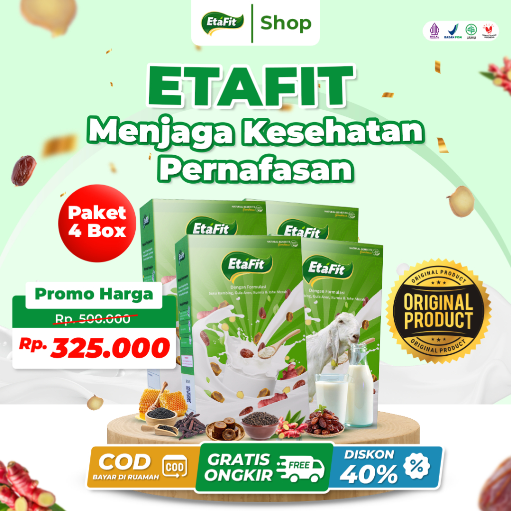 

ETAFIT Susu Kambing Etawa Solusi Batuk Berdahak Sakit Tenggorokan Sesak Nafas Asma - Paket 4 Box