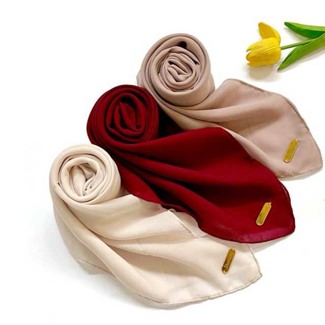 Shanum Hijab segiempat Plain square polycoton premium Bella square jahit tepi