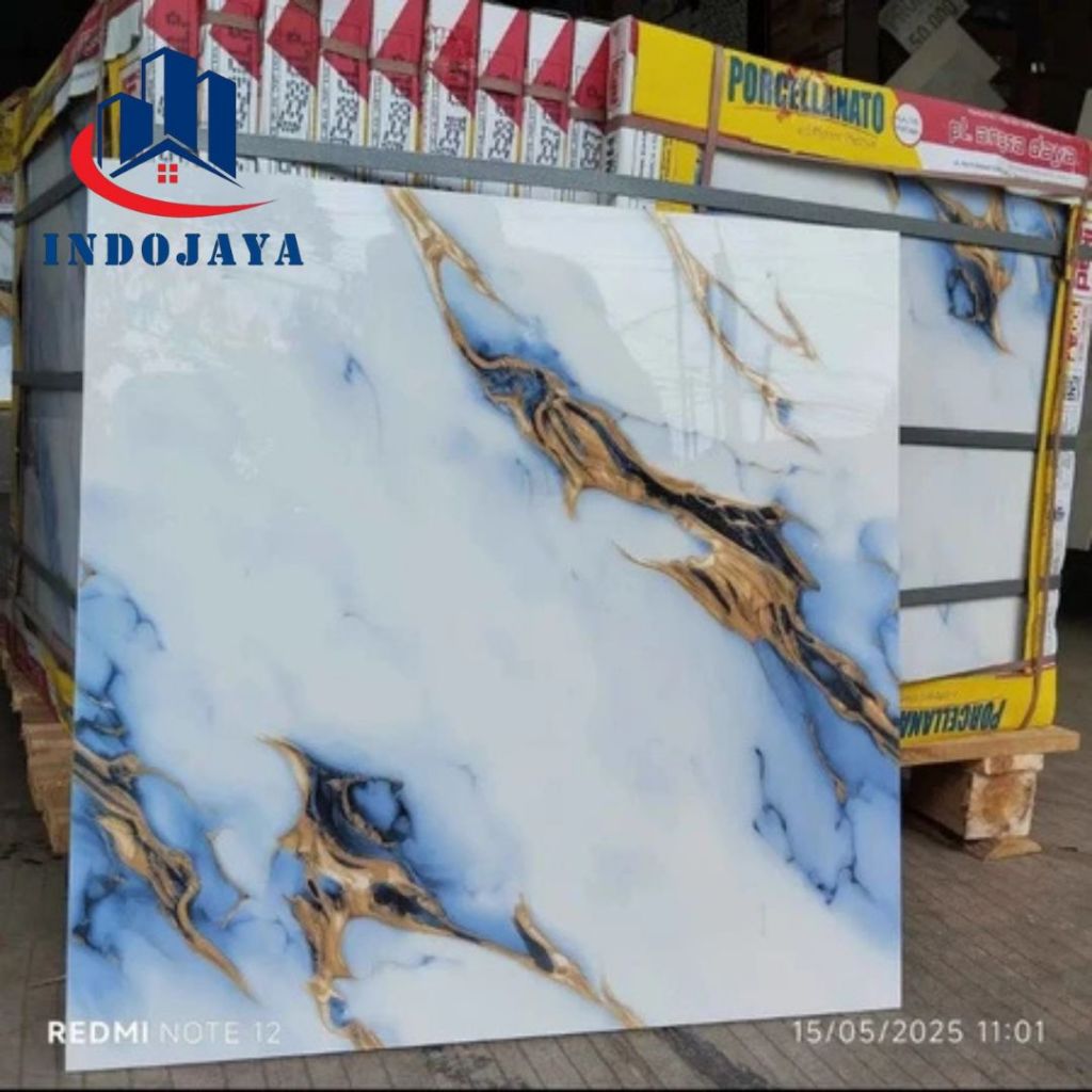 Granit lantai 60x60 ikad putih motif marmer helois blue