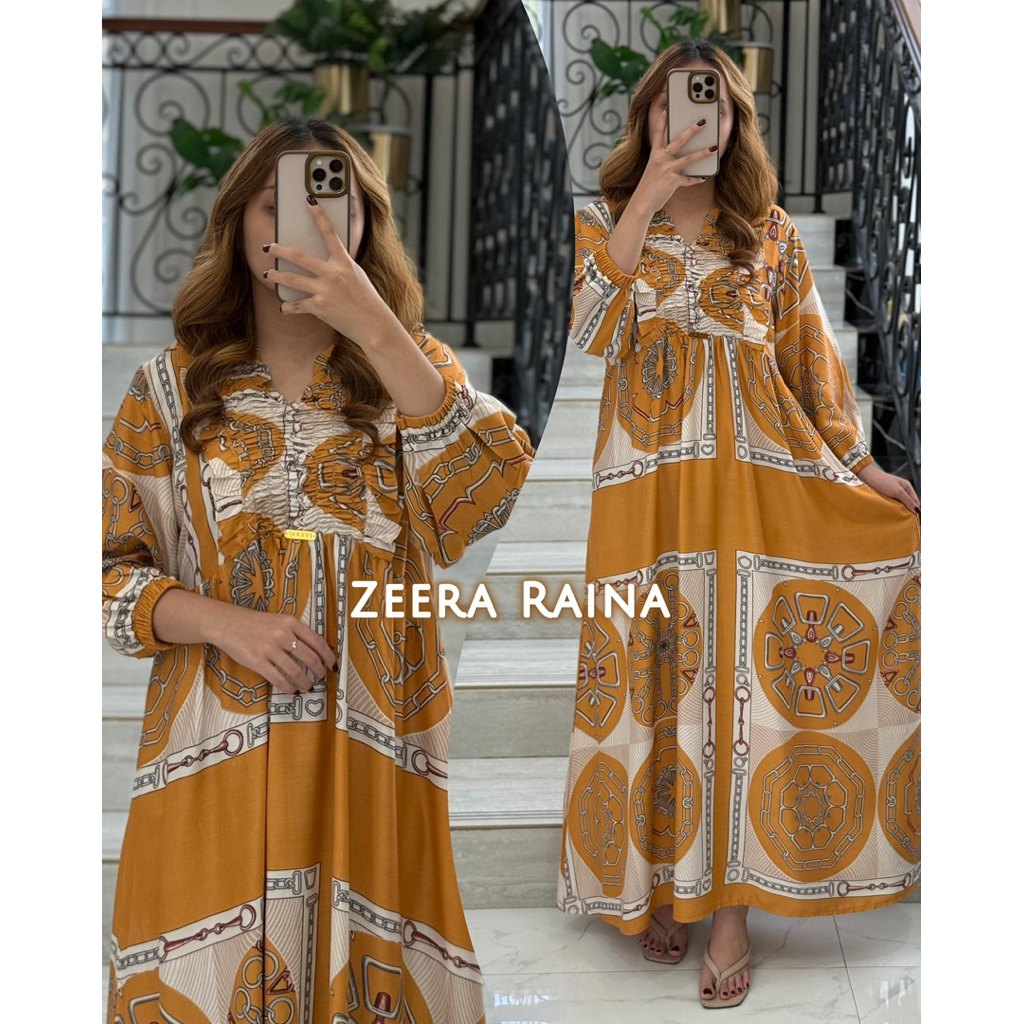 Daster Arab Zeera RAINA Midi Dress Rayon Viscose Ori